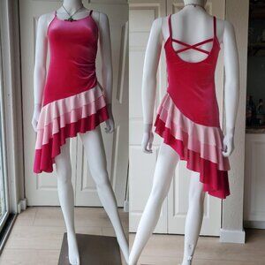 pink velour mini dance costume dress